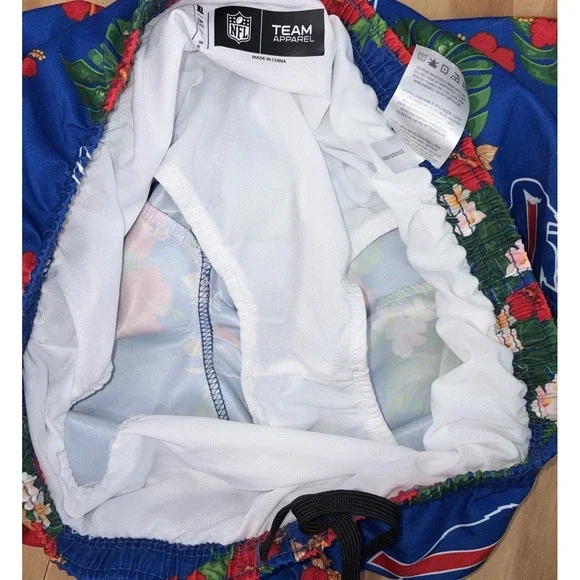 Buffalo Bills NFL Team Men's Swim Trunks Blue Hawaiian Print Lined Pockets XL - Picture 7 of 8
